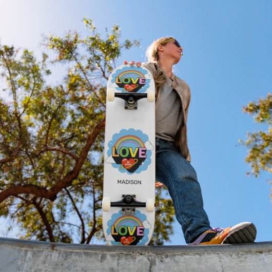 Skateboard Nom personnalisé "L'amour est amour" (Extérieur 1)