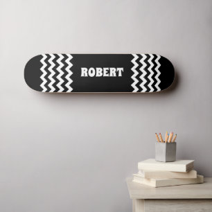 Skateboard Nom personnalisé noir et blanc moderne