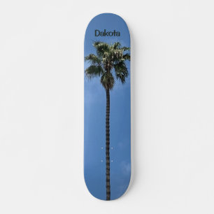 Skateboard Nom personnalisé Palmier Ciel Bleu