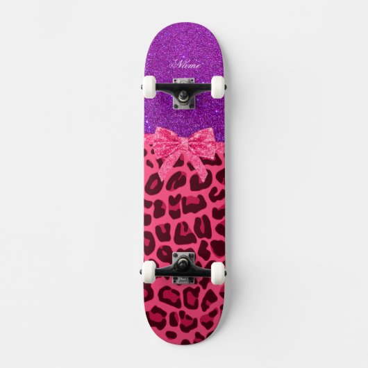 Skateboard Nom personnalisé parties scintillant violet rose l (Recto)