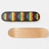 Skateboard Nom personnalisé Rainbow Heart (Horz)