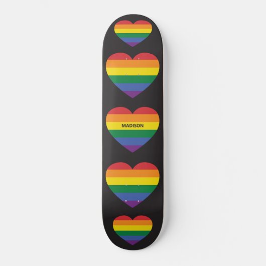 Skateboard Nom personnalisé Rainbow Heart (Recto)