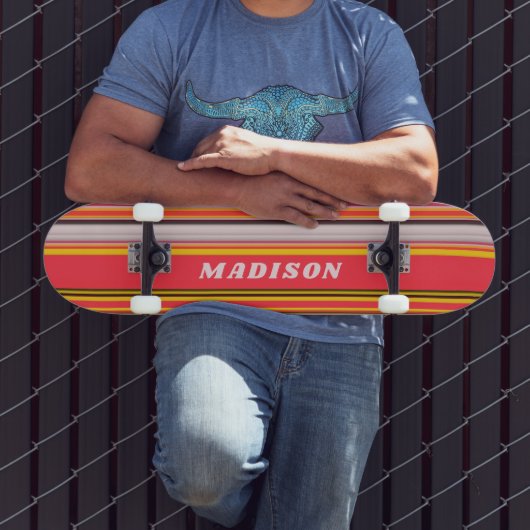 Skateboard Nom personnalisé rayures modernes Cool (Extérieur 3)