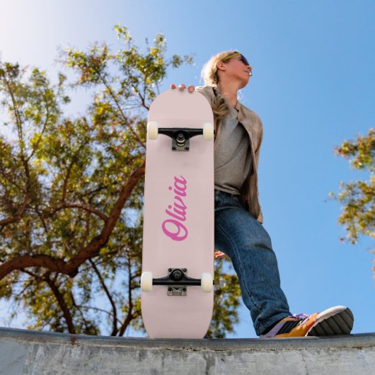 Skateboard Nom Personnalisé Retro Fun Personnalisé Rose (Extérieur 1)