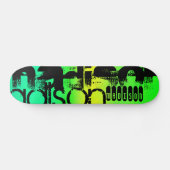 Skateboard Nom personnalisé sur Neon Aqua Vert et Jaune (Horz)