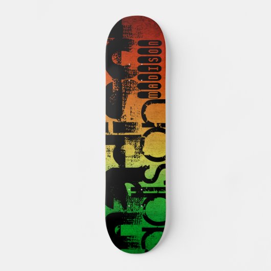 Skateboard Nom personnalisé sur Neon Orange Jaune & Vert (Recto)