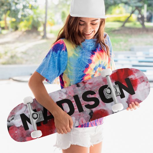 Skateboard Nom personnel de Red White Abstract Custom