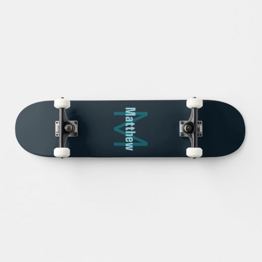 Skateboard Nom simple en gras personnalisable en monogramme (Horz)
