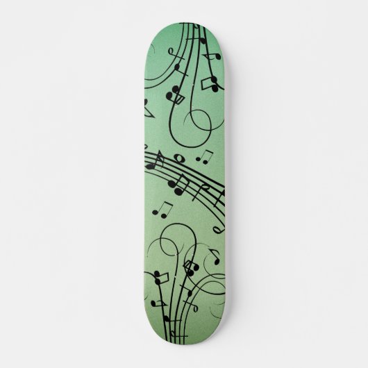 Skateboard Notes de fantaisie Design de musique verte (Devant)