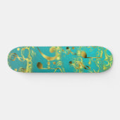 Skateboard notes de musique dorée en menthe (Horz)