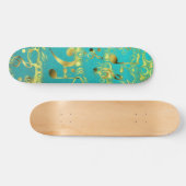 Skateboard notes de musique dorée en menthe (Horz)