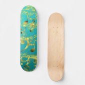 Skateboard notes de musique dorée en menthe (Recto)
