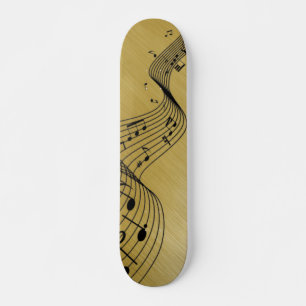 Skateboard Notes musicales Or brossé