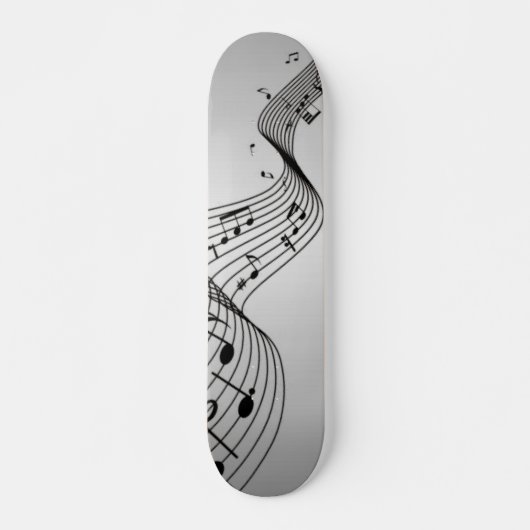 Skateboard Notes musicales sur Argent (Devant)
