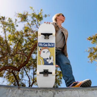 Skateboard Nous Pouvons Le Faire ! Chat blanc Rosie le Rivete