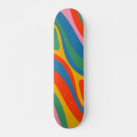 Skateboard Nouveau Groove coloré Retro Rainbow Trippy Abstrai (Devant)