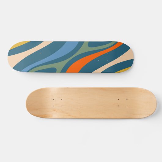 Skateboard Nouveau Motif multicouleur Abstrait Groove Retro (Horz)