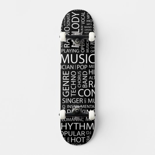 Skateboard Nuage de mot de motif de MUSIQUE (Recto)