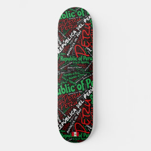 Skateboard Nuage de mots de la fierté nationale du Pérou