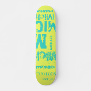Skateboard Nuage de mots de typographie grunge turquoise et c