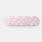 Skateboard Nuages blancs de bande dessinée sur le motif rose (Horz)