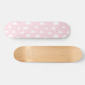 Skateboard Nuages blancs de bande dessinée sur le motif rose (Horz)