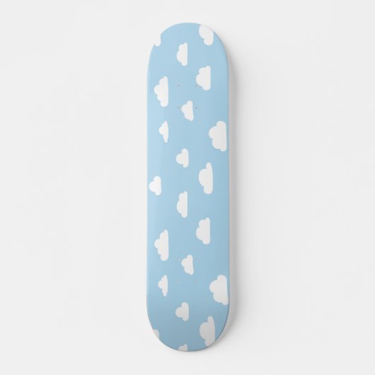 Skateboard Nuages de dessin blanc sur Motif Arrière - plan bl (Devant)