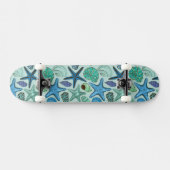 Skateboard Nuances des coquillages et du motif bleus (Horz)