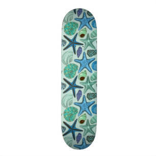 Skateboard Nuances des coquillages et du motif bleus