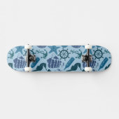 Skateboard Nuances nautiques de motif bleu (Horz)