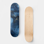 Skateboard Nuit Céleste Abstraite Bleue et Or (Recto)