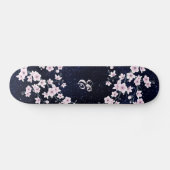 Skateboard Nuit étoilée ciel étoilé Monogramme fleur de ceris (Horz)