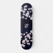 Skateboard Nuit étoilée ciel étoilé Monogramme fleur de ceris (Recto)