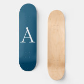 Skateboard Océan Bleu Plaine Élégant Monogramme moderne Initi (Recto)