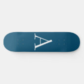 Skateboard Océan Bleu Plaine Élégant Monogramme moderne Initi (Horz)
