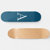 Skateboard Océan Bleu Plaine Élégant Monogramme moderne Initi (Horz)