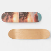 Skateboard Océan Soleil couchant Palmier Arbre nuages orange  (Horz)