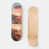Skateboard Océan Soleil couchant Palmier Arbre nuages orange  (Recto)