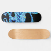 Skateboard Octopus bleu noir (Horz)