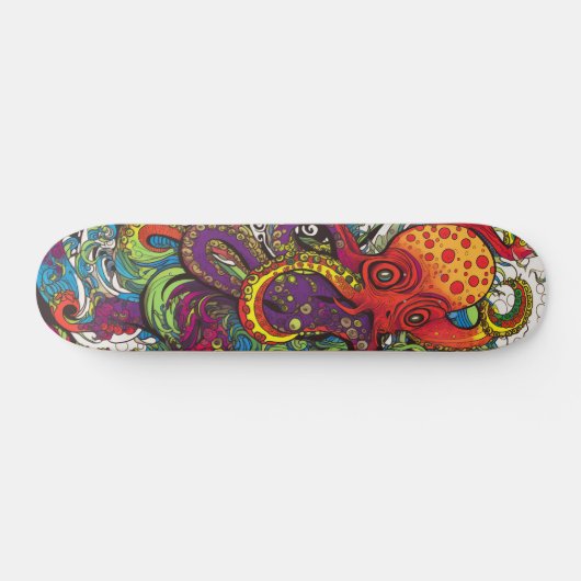Skateboard Octopus psychédélique coloré (Horz)