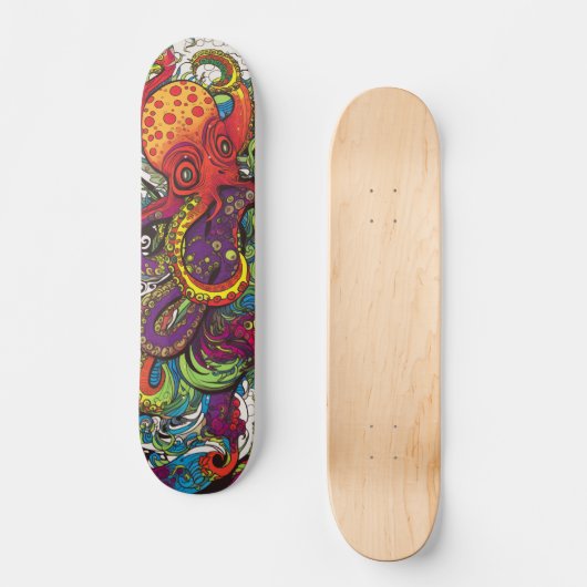 Skateboard Octopus psychédélique coloré (Recto)
