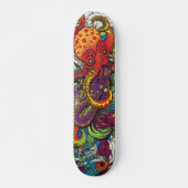 Skateboard Octopus psychédélique coloré (Devant)