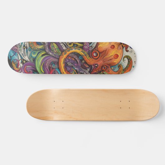 Skateboard Octopus psychédélique coloré (Horz)