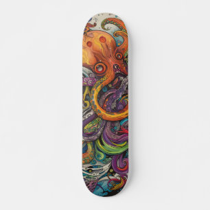 Skateboard Octopus psychédélique coloré