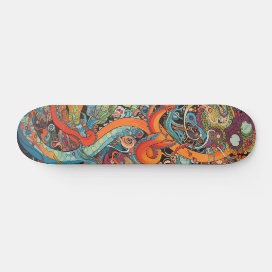 Skateboard Octopus psychédélique coloré (Horz)