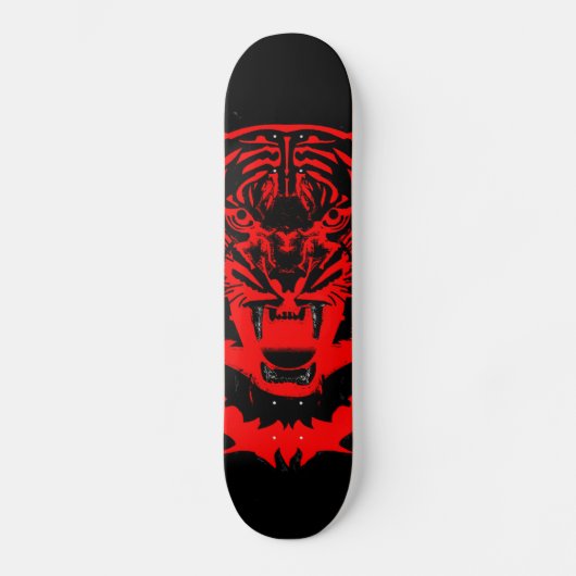 Skateboard Oeuvre de tigre narling en noir et rouge (Recto)