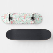 Skateboard Oiseau de Flamant rose avec des plumes (Horz)