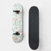 Skateboard Oiseau de Flamant rose avec des plumes (Recto)