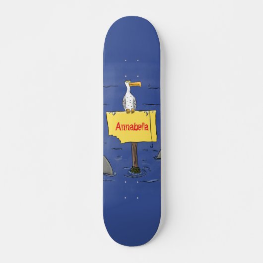 Skateboard Oiseau de mer amusant entouré de dessins animés de (Devant)