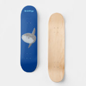 Skateboard Oiseau de mer mola mola mignonne caricature (Recto)